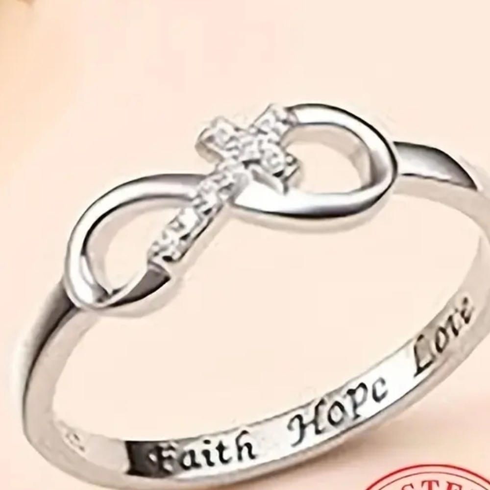 Sterling Silver (925) Infinity Ring with Crystals